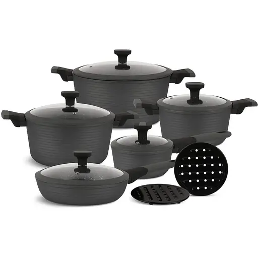 Набір каструль з кришками та сковородою Edenberg EB-5641, 12 предметів - фото 1