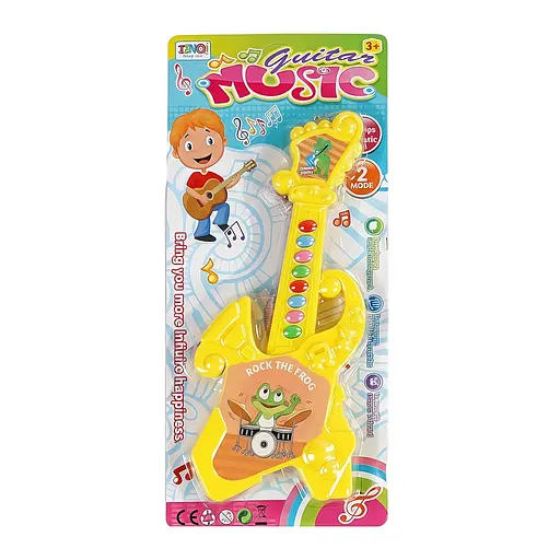 Игрушечная гитара 1011 B-2 — 2 музыкальных режима, 8 кнопок, на батарейках, жёлтая - фото 2