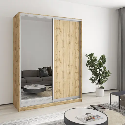 Шафа-купе дводверна MebelStar Стандарт AL ДСП/Дзеркало 160x60x210 см Дуб тахо (MBS-3474)