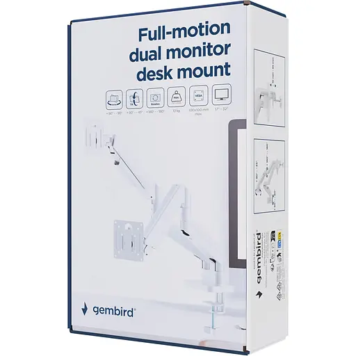 Настільне кріплення для монітора Gembird MA-DA2-06-W 17"-32" White [144474] - фото 5