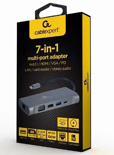 USB-Хаб Cablexpert USB-C 7-in-1 (A-CM-COMBO7-01) - фото 2