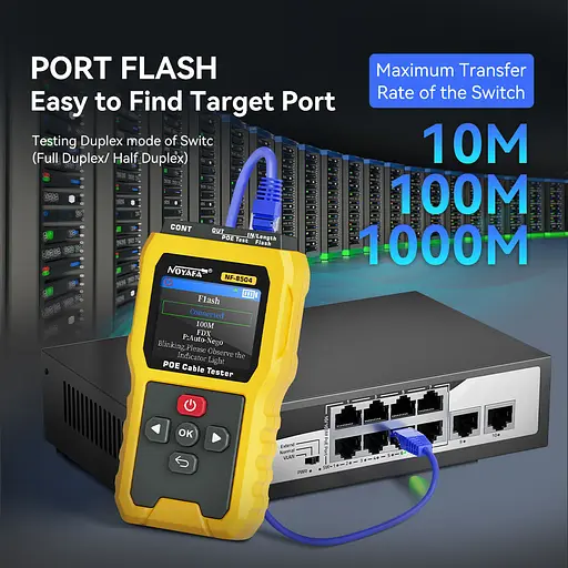 Кабельний тестер Noyafa NF-8504 PoE багатофункціональний RJ45 RJ11 (18701) - фото 7