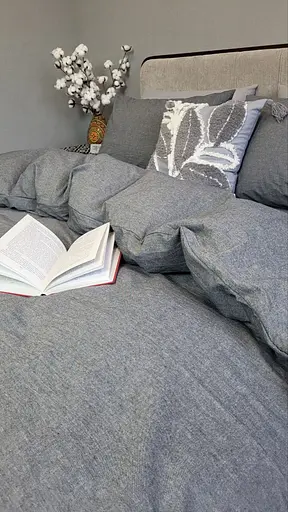 Комплект постельного белья Washed Cotton из вареного хлопка графит Graphite - двуспальный - фото 8