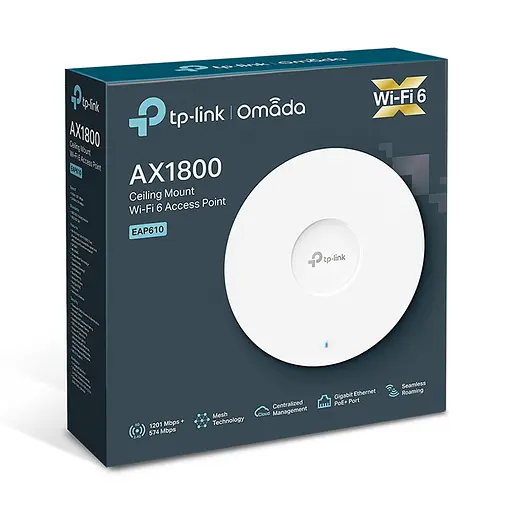 Точка доступу TP-Link EAP610 AX1800 1xGE LAN PoE MU-MIMO стел - фото 6