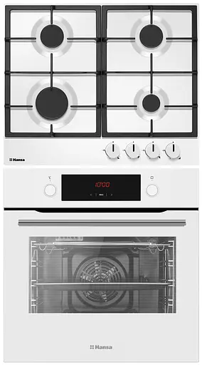 Комплект Hansa духовка электрическая + эмалированная газовая поверхность белый - фото 2
