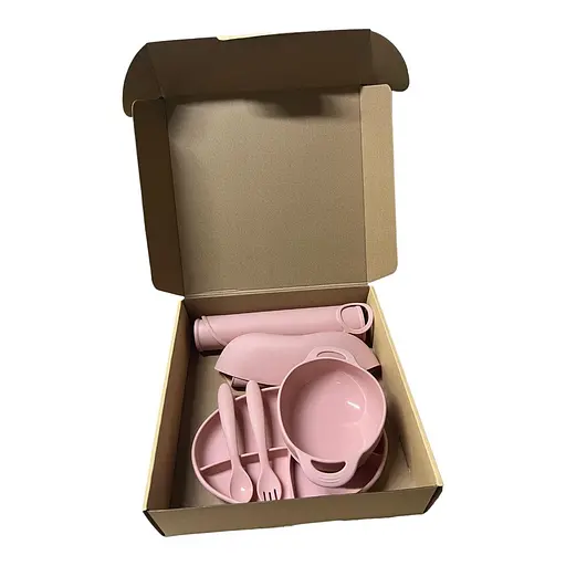 Набор силиконовой посуды для прикорма детей на присоске, 6 предметов, PINK - фото 2