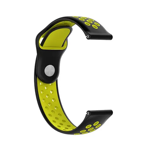 Ремешок силиконовый Boorui для часов 20 мм Nike design черный с желтым (с кнопкой) - фото 2