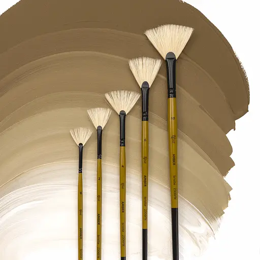 Пензель щетина віялова AMBER 2306FN №0 довга ручка Rosa - фото 5