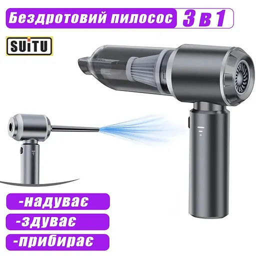 Автомобильный пылесос Suitu ST-6653 Pro аккумуляторный ручной беспроводной автомобильный мини - фото 2