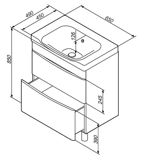 Тумба підлогова AM.PM Like 65 см з умивальником (M80-FSX0652-WC0652-38) - фото 9