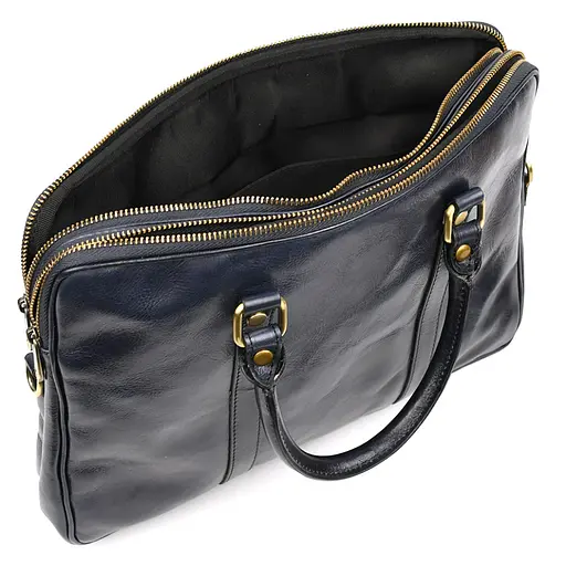 Кожаная сумка Firenze синяя 36х26х7 см sum0028418 - фото 7