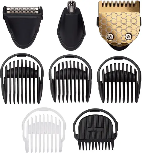 BaByliss Набір для стрижки, для бороди, вусів, голови, носа і тіла, акум., вібраційний мотор, насадок-8, чохол, сталь, сірий - фото 4