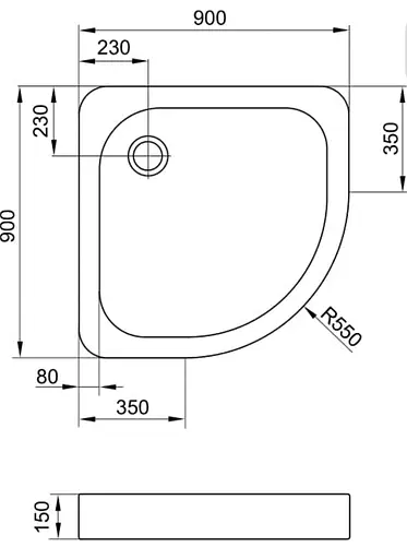 Душевой поддон Eger Tisza 90x90 полукруглый white 599-0909R белый - фото 4