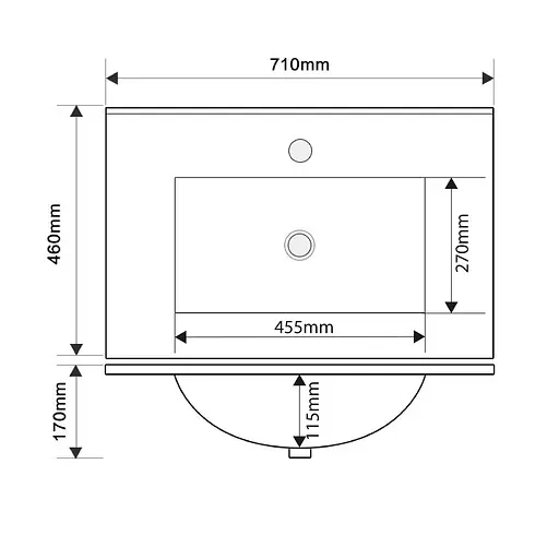 Умивальник меблевий Mixxus Premium Cubic-1502 710x460x170 мм з отвором під змішувач і переливом MP6496, Білий - фото 4