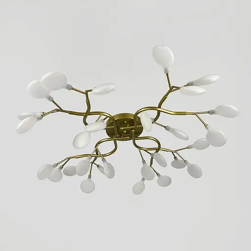 Люстра стельова з пелюстками на 28 ламп в золотистому корпусі | Line F | Арт. N686/28C стельова GD FR - фото 2