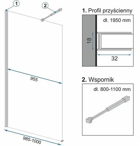 Душова стінка Rea Aero ombre 100 black REA-K2460, графіт, чорний матовий - фото 7