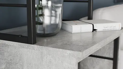 Стол-тумба трансформер Смарт 3/1 с этажеркой Ferrum-decor 1430x1450x500 Черный металл ДСП Бетон 16 мм (FRD-105115) - фото 10