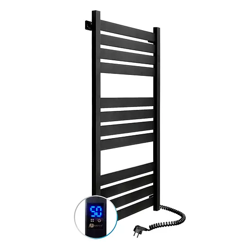 Электрический полотенцесушитель Navin Largo 500x1200 Sensor правосторонний с таймером, черный муар 12-244053-5012, Черный матовый, Правое, Электронный - фото 1