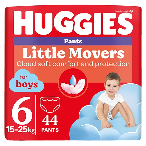 Уценка. Подгузники-трусики для мальчиков Huggies Little Movers Pants 6 (15-25 кг) 44 шт. - фото 1