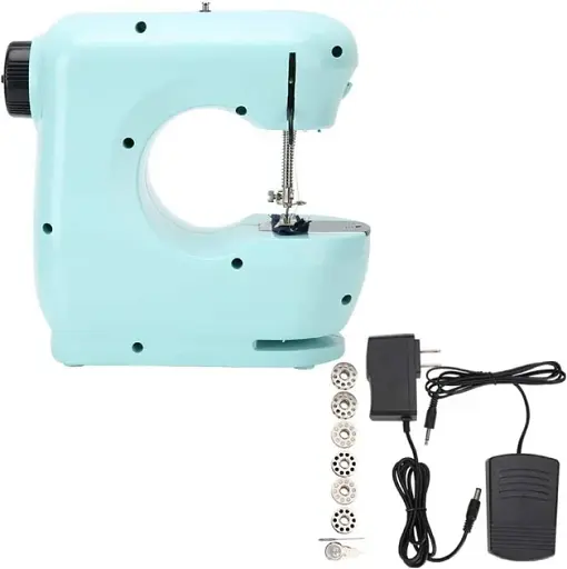 Мини швейная машинка Zerodis, портативная, бытовая, электрическая, для шитья, 4 в 1, с 2 режимами скоростей, с педалью, бирюзовая, JYS - фото 8