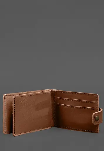 Кожаная обложка-портмоне для удостоверения участника боевых действий (УБД картонный документ) Светло-коричневая - фото 4