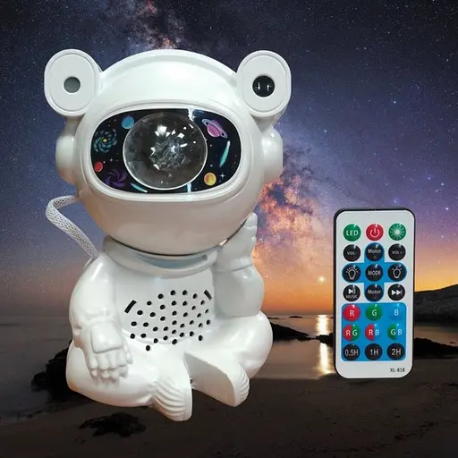 Ночник проектор звездного неба Астронавт XL-730 Bluetooth колонка с TF card Сидящий космонавт с пультом Белый - фото 8