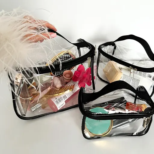 Набір з трьох косметичок-валізок (чорний) - фото 2