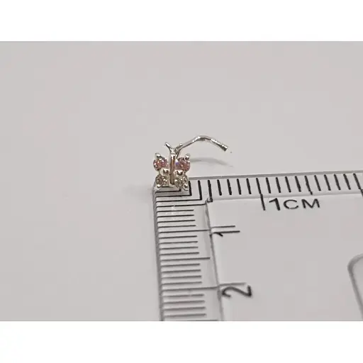 Срібна сережка-пірсинг в ніс Dear. 1041.9С Рожевий (світлий) - фото 2