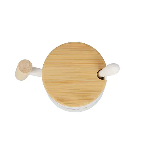 Кухоль керамічний OldBro Ukraine з дерев'яною ручкою кришкою та ложкою 480 мл white - фото 3