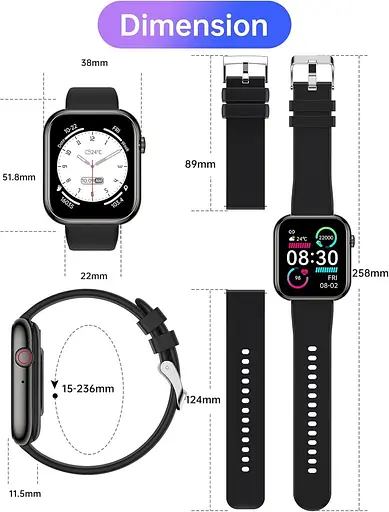 Умные часы для мужчин с функцией вызова - 1,85-дюймовые фитнес-часы с сердечным ритмом/SpO2/монитором сна - фото 3