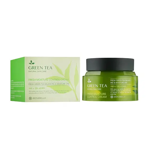 Крем для лица Зеленый чай Green Tea Fresh Moisture Control Cream Bonibelle Enough 80 мл - фото 2