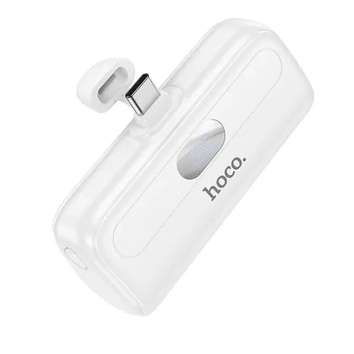 Внешний аккумулятор мини Hoco J116 5000mah type-c выход карманный белый - фото 2