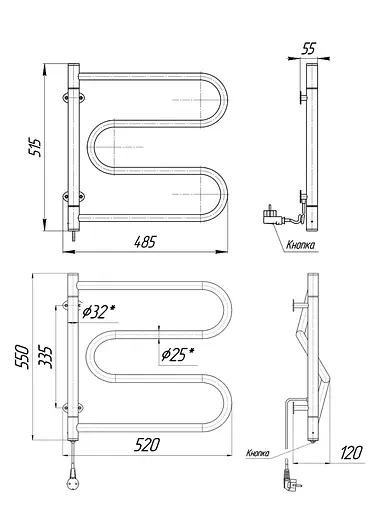 Електрична рушникосушка Mario Ласо-I 515x485 2.3.0600.12.P - фото 3