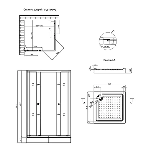 Душевая кабина Kroner KRP Eifel - Q.C.F.L. 90x90 см CV029569, хром матовый - фото 2