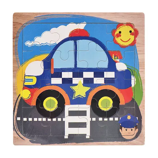 Деревяний пазл-вкладиш Поліцейська машинка 73260-19, 16 деталей