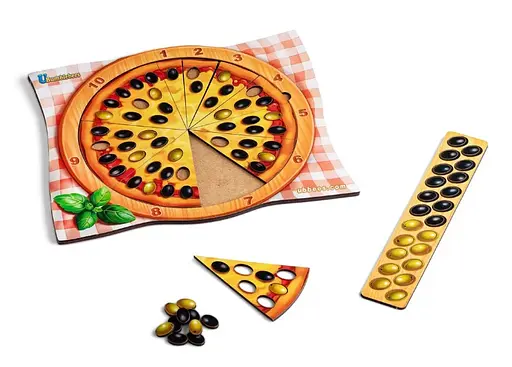 Деревянный сортер-головоломка (деревянная вкладка) "Пицца - счет" Ubee ПСФ081