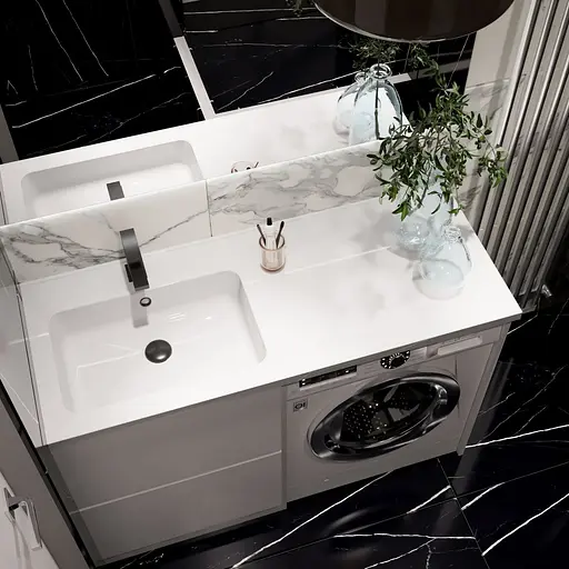 Раковина матова врізна Amidicon Rodeo 120L 1200x480 з литого каменю RODEO_120L_MAT, Білий матовий - фото 7