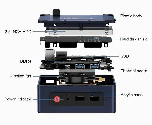 Неттоп Beelink Mini S Black Celeron N5095 8Gb DDR4 128Gb SSD M.2 1x2.5" GLan 4xUSB 3.2 2xHDMI Windows 11 Pro кріплення VESA у комплекті (BLMSN50908128BK_W6) - фото 4