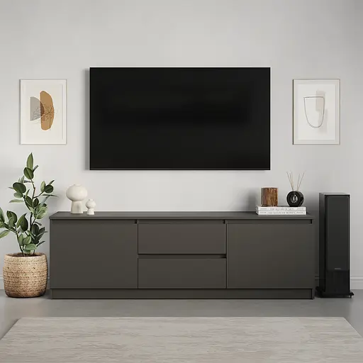 Тумба під телевізор MebelStar Нео 2Ш2Д 150x43x53 см Антрацит (MBS-1258) - фото 2