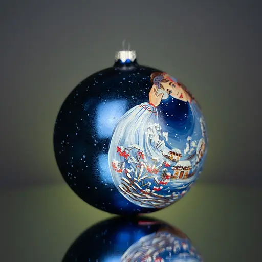 Ялинкова прикраса Різдвяні історії Дівчина-Зима куля скло (4820001154658) - фото 2