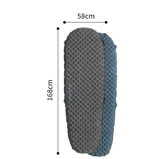 Матрас надувной сверхлегкий Naturehike CNH22DZ018, овальный, с мешком для надувания, 168 см, серый - фото 2