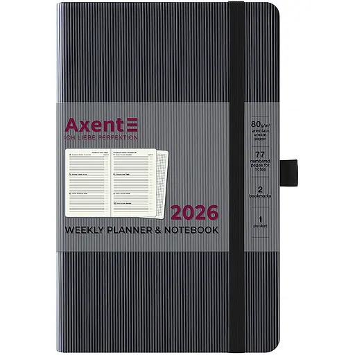 Щотижневик Axent 2026 Partner Lines 125 x 195 мм чорний (8515-26-01-A)