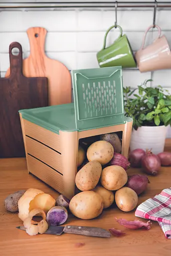 Контейнер для хранения 3 кг овощей Snips, бежево-зеленый - фото 5