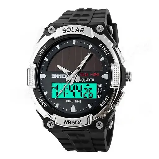 Чоловічий спортивний годинник Skmei 1049 із сонячною батареєю (Білий) - фото 6