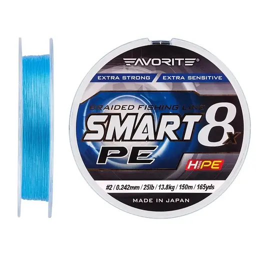 Шнур Favorite Smart PE 8x 150м 2.0/0.242мм 25lb/13.8кг Sky Blue (1693.10.76)