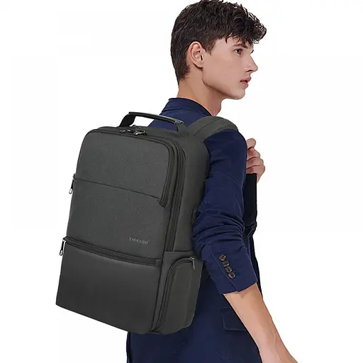 Рюкзак міський розширюваний Tigernu T-B3905 38л з USB для ноутбука 19" Black (17055) - фото 4