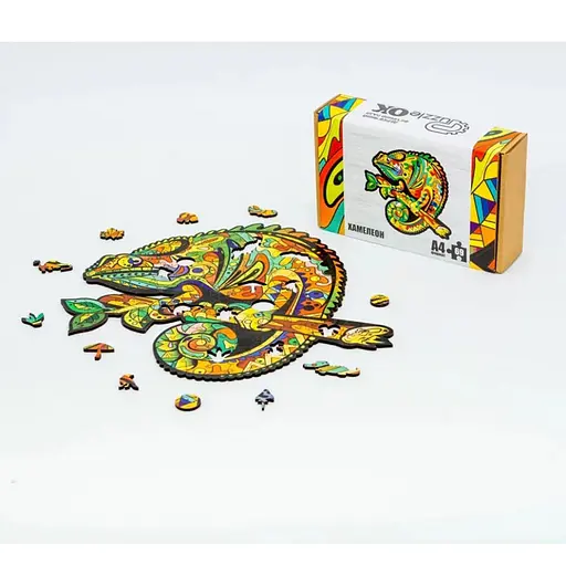 Фигурный деревянный пазл A4 Хамелеон PuzA4-01746, 69 деталей - фото 2