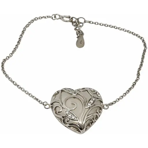 Серебряный браслет Сердце с фианитами. 830111238095 17 - фото 1