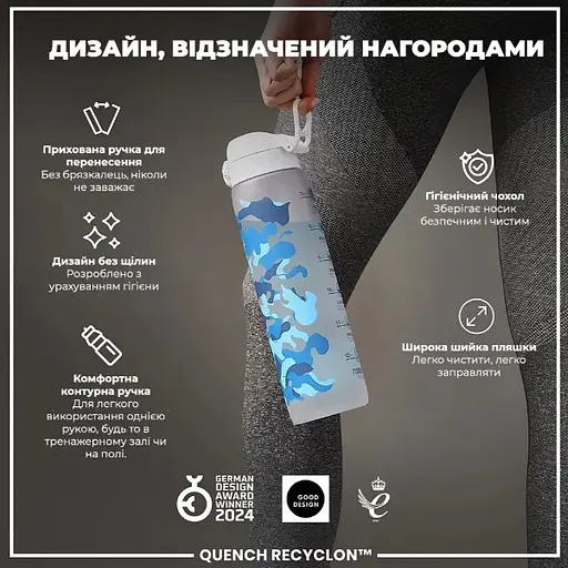 Пляшка для води ION8 1000 мл BPA Free Times To Drink (ЕКО пляшка) Camo (I8RF1000PICAMO) - фото 4