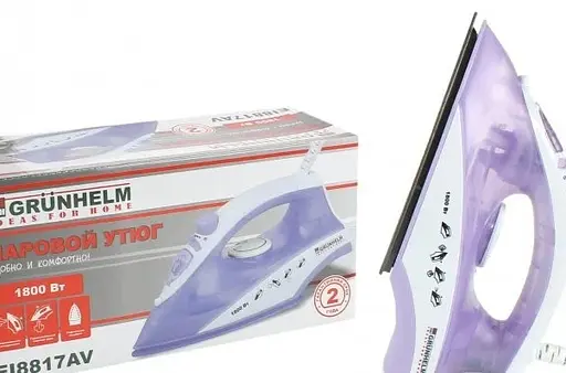 Гладильный паровой утюг Grunhelm EI8817AV c керамическим покрытием антипригарной подошвой - фото 3